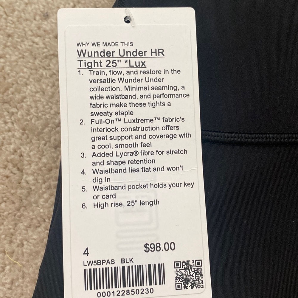 NWT lululemon Wunder Under HR 25” Lux
